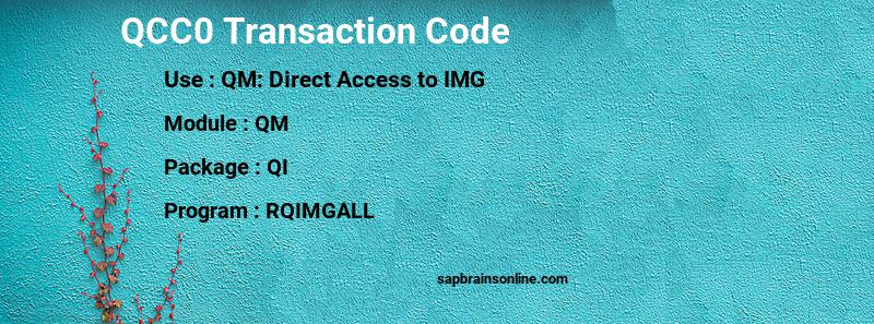 SAP QCC0 transaction code