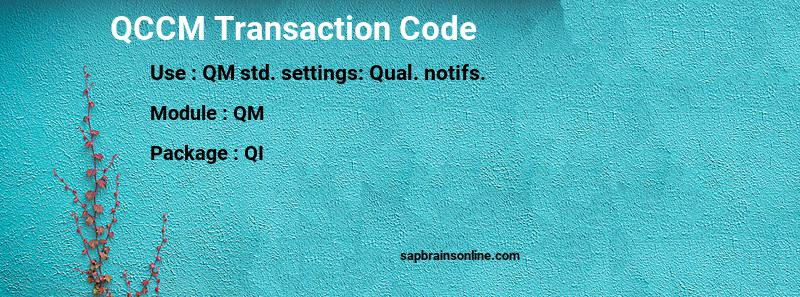 SAP QCCM transaction code