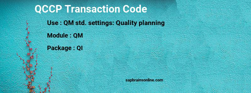 SAP QCCP transaction code