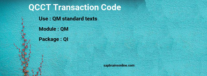SAP QCCT transaction code