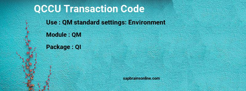 SAP QCCU transaction code