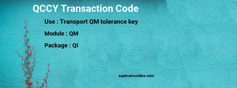 SAP QCCY transaction code