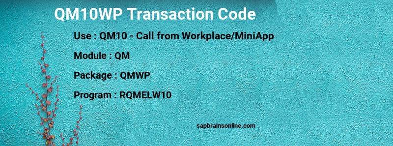 SAP QM10WP transaction code
