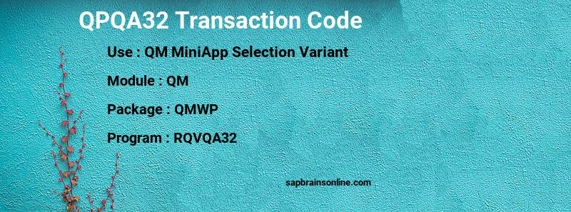SAP QPQA32 transaction code