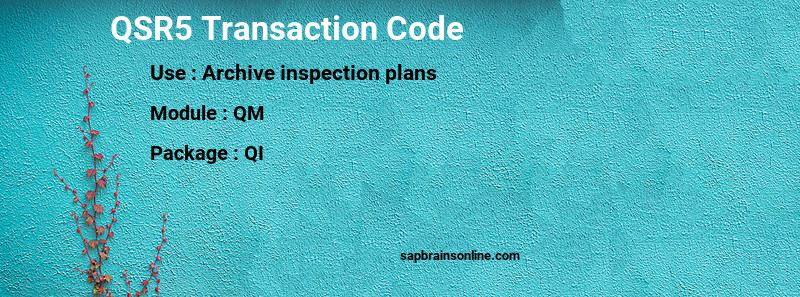 SAP QSR5 transaction code