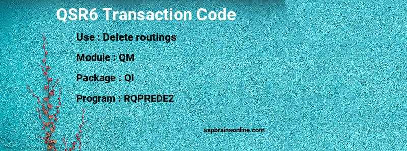 SAP QSR6 transaction code