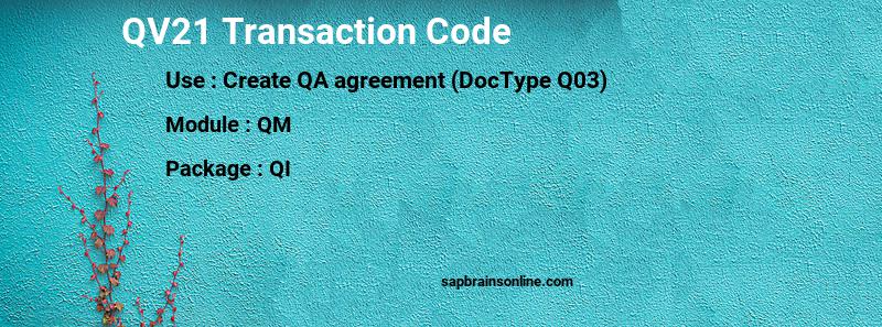 SAP QV21 transaction code