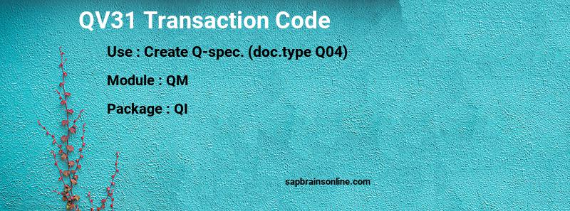 SAP QV31 transaction code