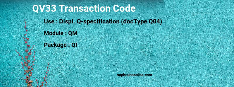 SAP QV33 transaction code