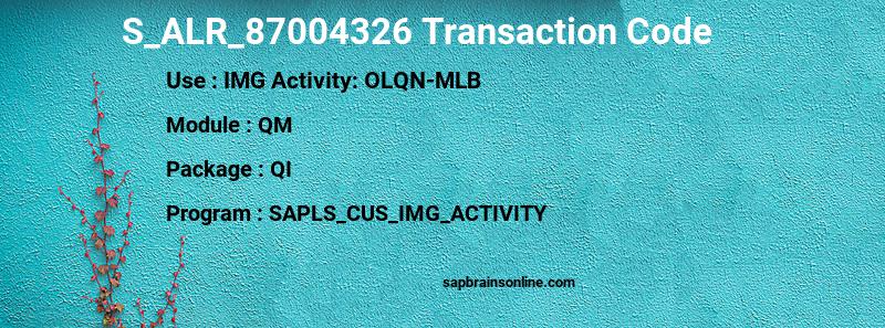 SAP S_ALR_87004326 transaction code