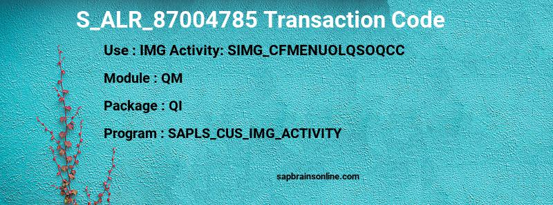 SAP S_ALR_87004785 transaction code