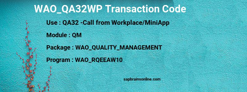 SAP WAO_QA32WP transaction code