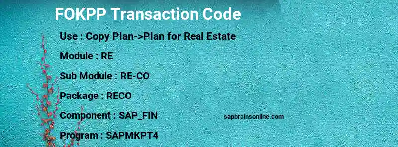 SAP FOKPP transaction code