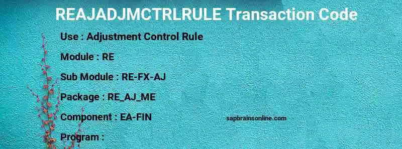 SAP REAJADJMCTRLRULE transaction code