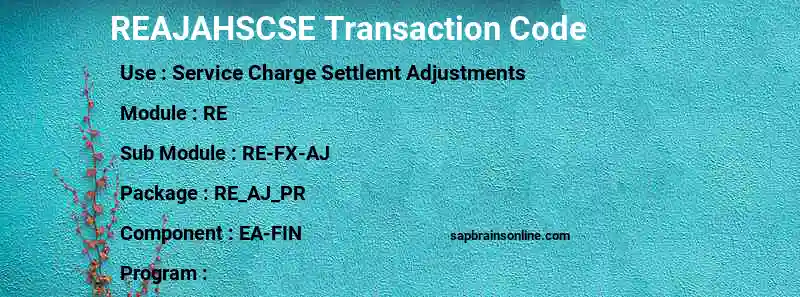 SAP REAJAHSCSE transaction code