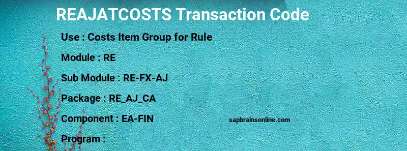 SAP REAJATCOSTS transaction code