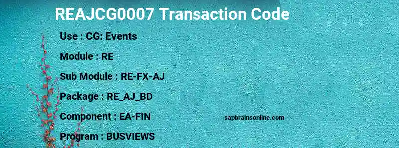 SAP REAJCG0007 transaction code