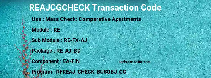 SAP REAJCGCHECK transaction code