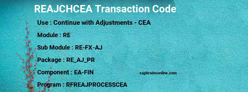 SAP REAJCHCEA transaction code