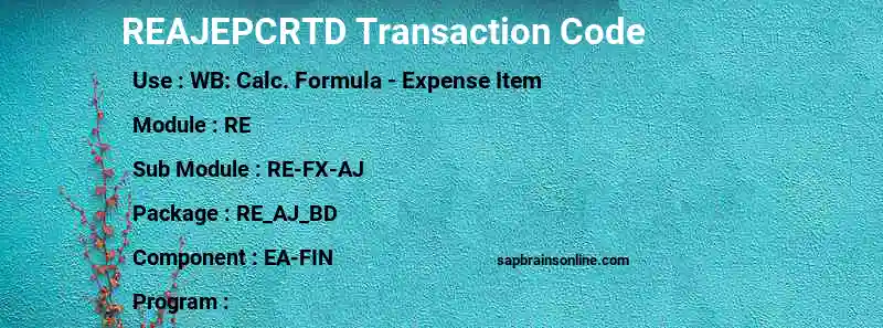 SAP REAJEPCRTD transaction code