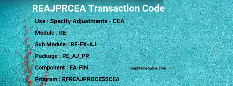 SAP REAJPRCEA transaction code
