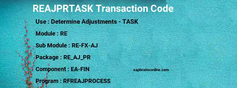 SAP REAJPRTASK transaction code
