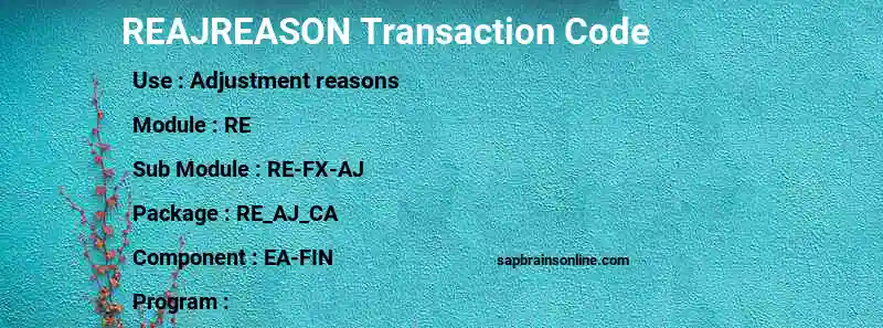 SAP REAJREASON transaction code
