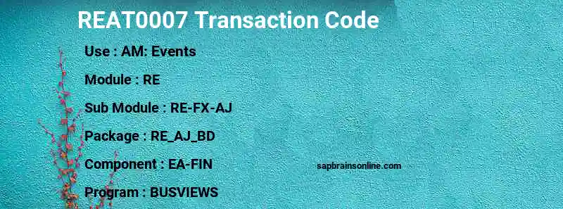 SAP REAT0007 transaction code