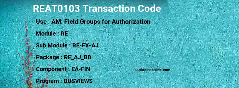 SAP REAT0103 transaction code