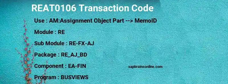 SAP REAT0106 transaction code