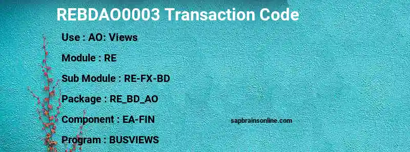 SAP REBDAO0003 transaction code