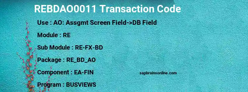 SAP REBDAO0011 transaction code