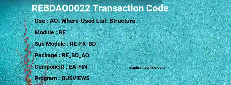 SAP REBDAO0022 transaction code