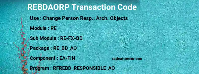 SAP REBDAORP transaction code