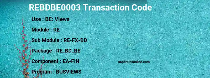 SAP REBDBE0003 transaction code