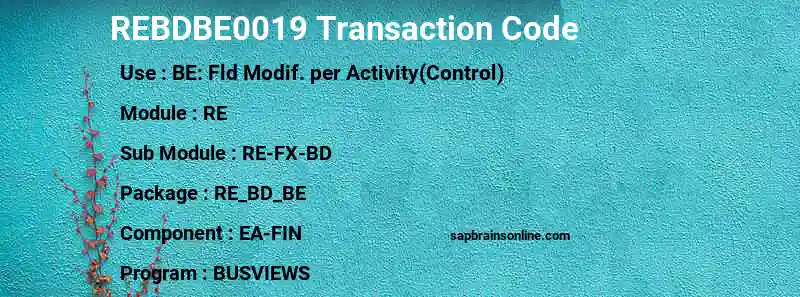 SAP REBDBE0019 transaction code