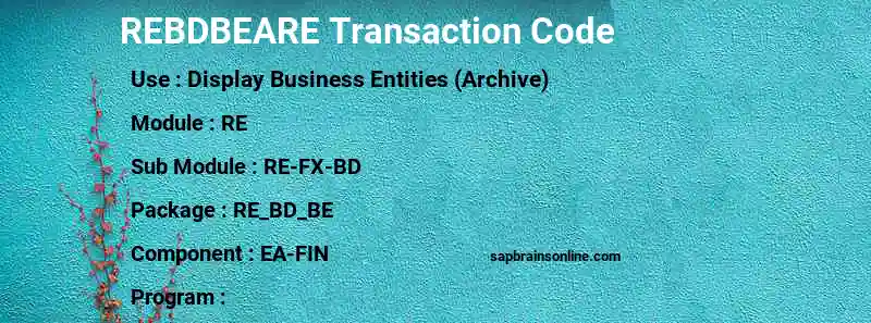 SAP REBDBEARE transaction code