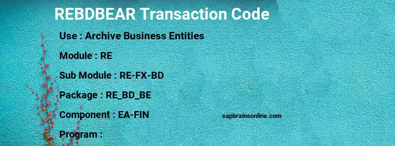 SAP REBDBEAR transaction code