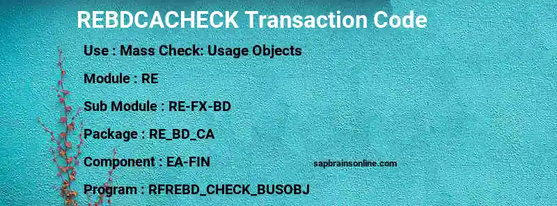 SAP REBDCACHECK transaction code
