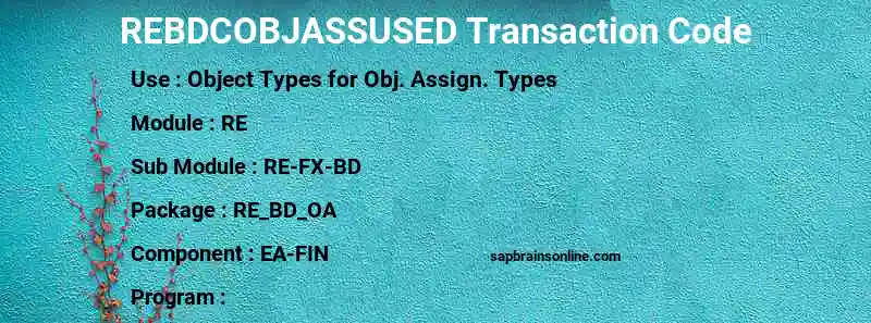 SAP REBDCOBJASSUSED transaction code