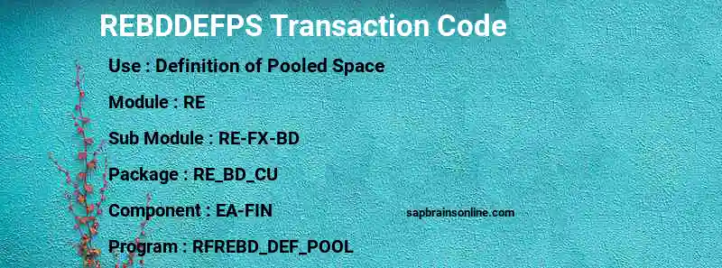 SAP REBDDEFPS transaction code