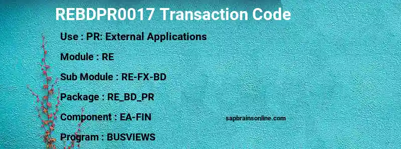 SAP REBDPR0017 transaction code