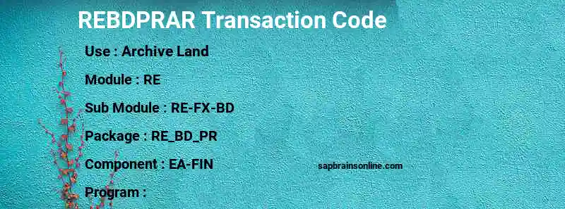 SAP REBDPRAR transaction code