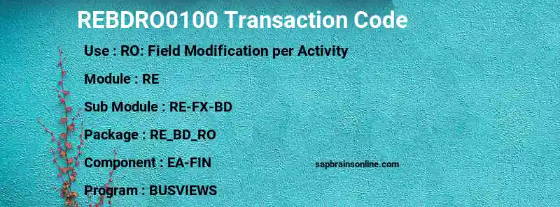 SAP REBDRO0100 transaction code