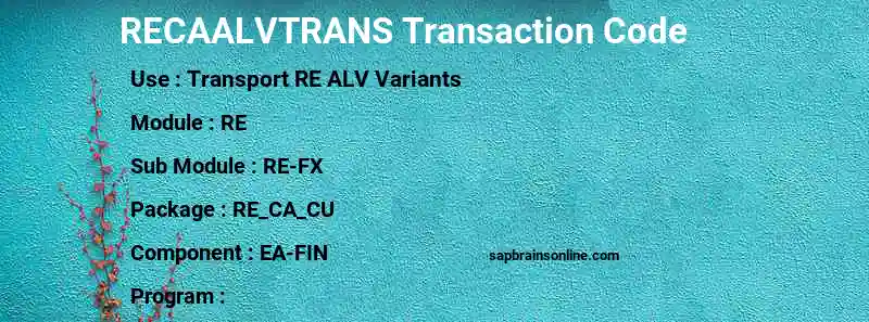 SAP RECAALVTRANS transaction code