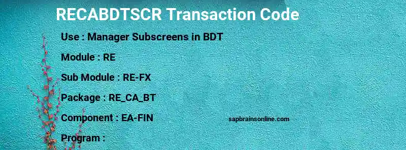 SAP RECABDTSCR transaction code