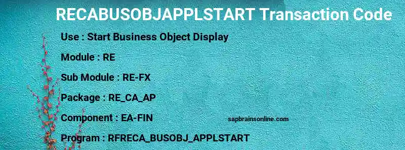 SAP RECABUSOBJAPPLSTART transaction code