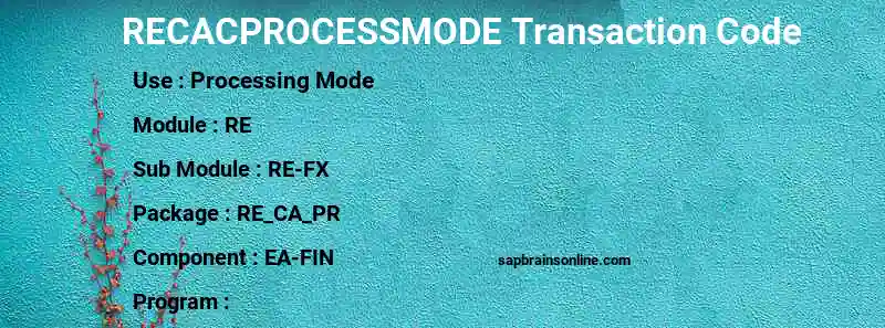 SAP RECACPROCESSMODE transaction code