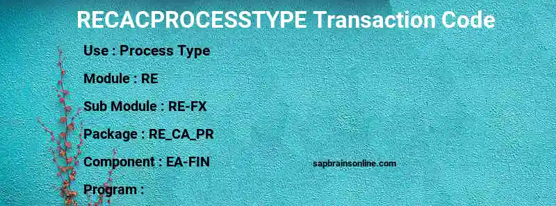 SAP RECACPROCESSTYPE transaction code