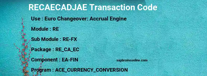 SAP RECAECADJAE transaction code